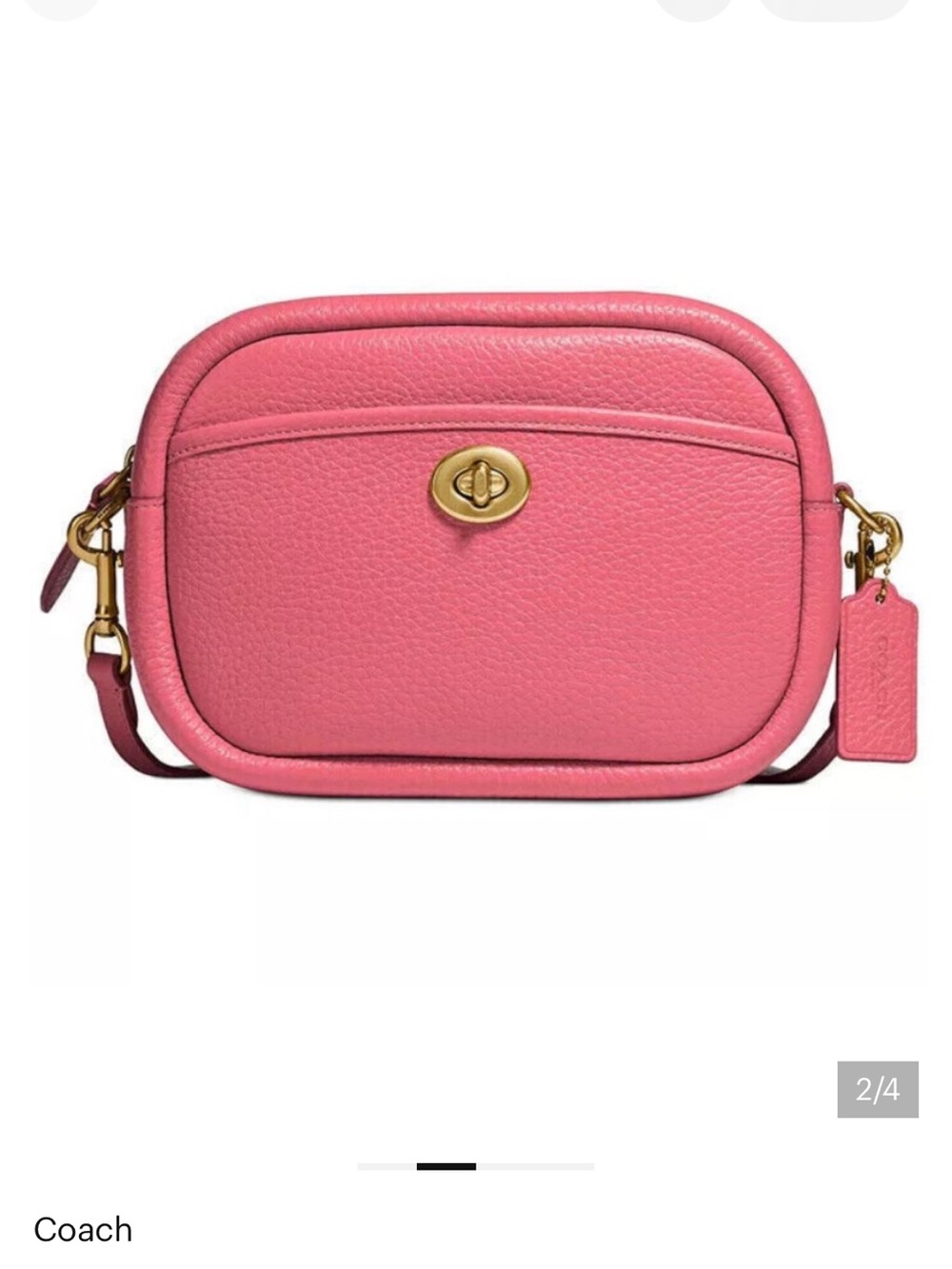 Coach Pebbled Leather Crossbody Camera Bag in Watermelon Pink